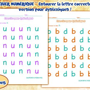 – Langage – Entourer la lettre correcte (version pour dyslexiques)