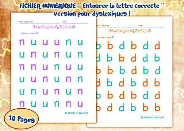 - Langage - Entourer la lettre correcte (version pour dyslexiques)