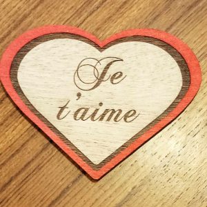 Sous-verre cœur avec le message ‘ je t’aime ‘ 10 cm (français, español, english, italiano)