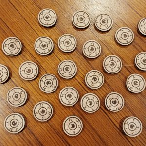Lot de 25 pions de 2 cm forme oeil
