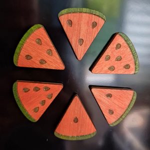 Lot 6 magnets pour frigo – forme morceau de pastèque
