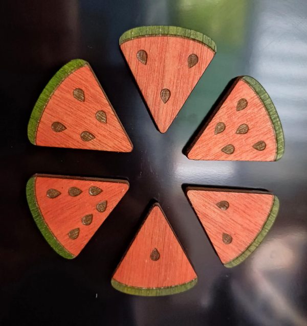 Lot 6 magnets pour frigo - forme morceau de pastèque