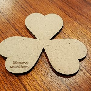 Support de loisir créatif – forme trèfle à 3 feuilles en MDF