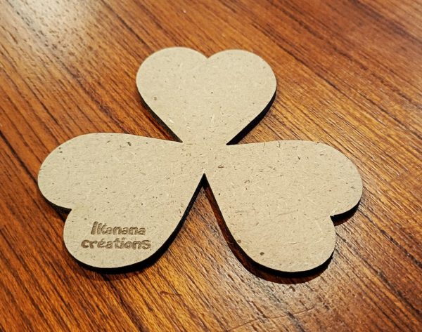 Support de loisir créatif – forme trèfle à 3 feuilles en MDF – Image 2
