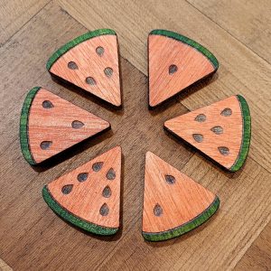 Lot 6 magnets pour frigo – forme morceau de pastèque