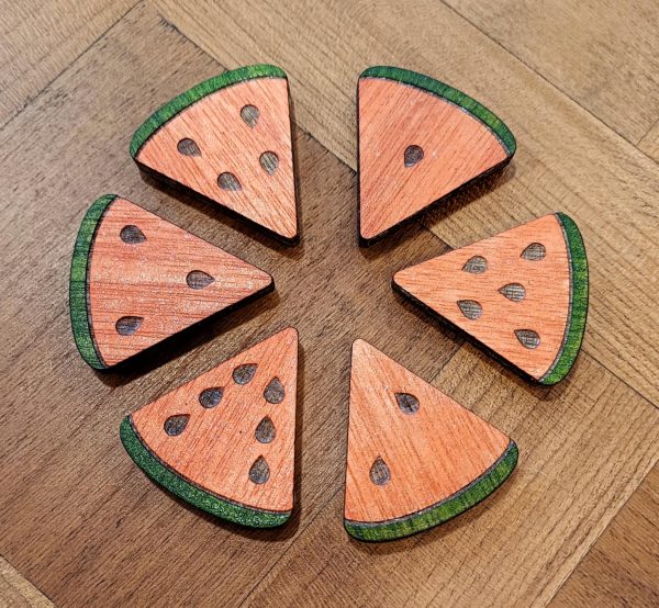 Lot 6 magnets pour frigo - forme morceau de pastèque – Image 2