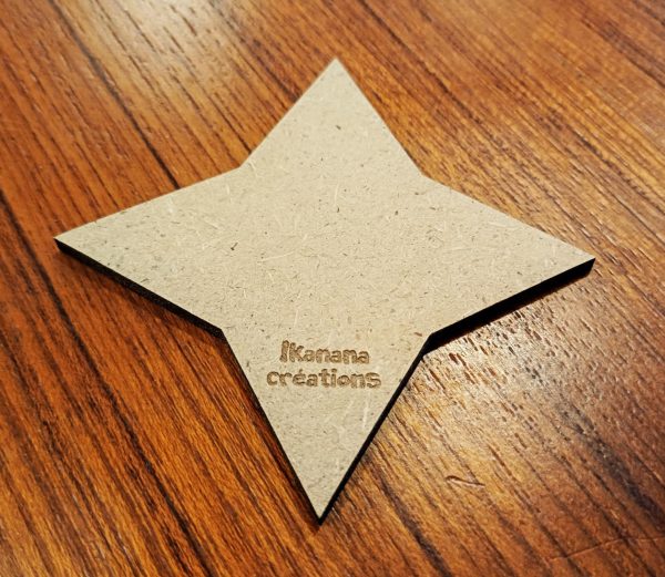 Support de loisir créatif – forme étoile à 4 branches en MDF – Image 2