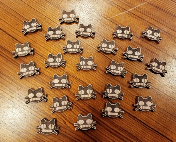 Lot de 25 pions de 2 cm forme chat noir