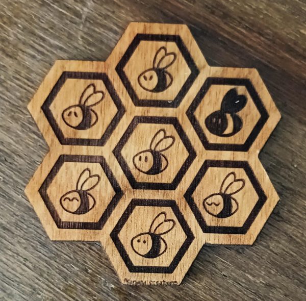 Sous-verre motif abeille 8 cm – Image 2