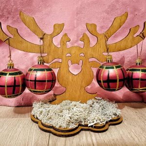 Support pour boule de Noël en forme de tête de renne 32 x 20 cm