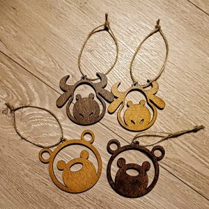 Suspension pour sapin – tête d’animaux 8 cm