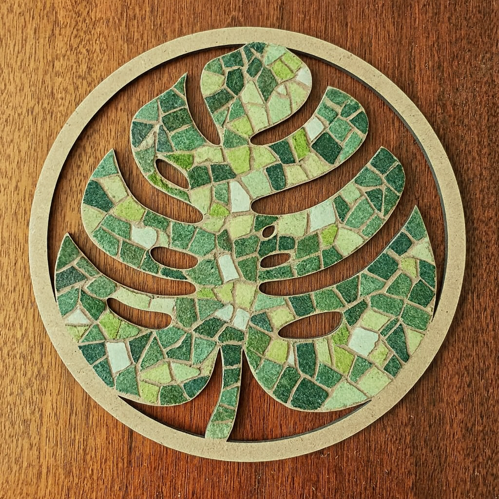 Support de loisir créatif – monde forêt – Feuille de monstera dans un cercle – Image 3