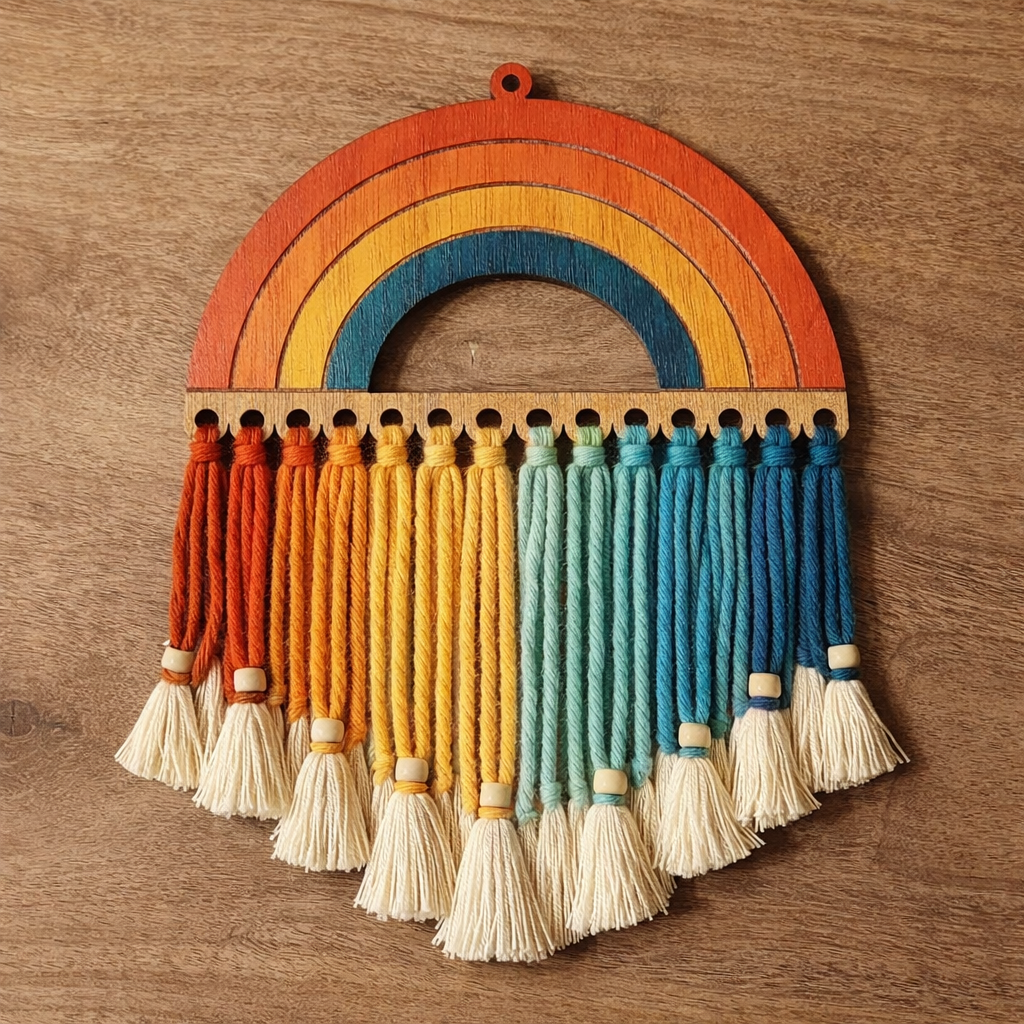 Suspension arc-en-ciel 4 couleurs 15 cm pour macramé – Image 3